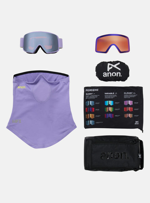 Anon M6S Low Bridge Fit Goggles + Bonus Lens + MFI Face Mask (Multiple Frame/Lens Options)