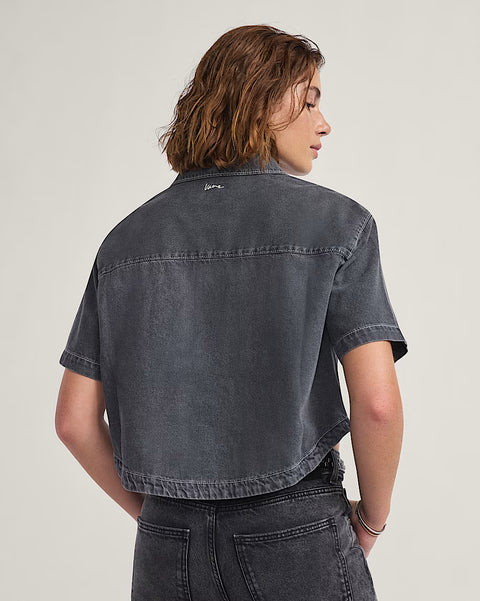 Vans Women's Natalie SS Denim Boxy Button Up Shirt