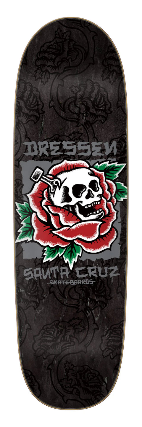 Santa Cruz Dressen Skull Rose Pro Shaped Skateboard Deck