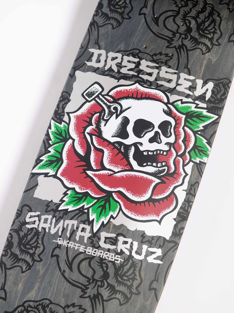 Santa Cruz Dressen Skull Rose Pro Shaped Skateboard Deck