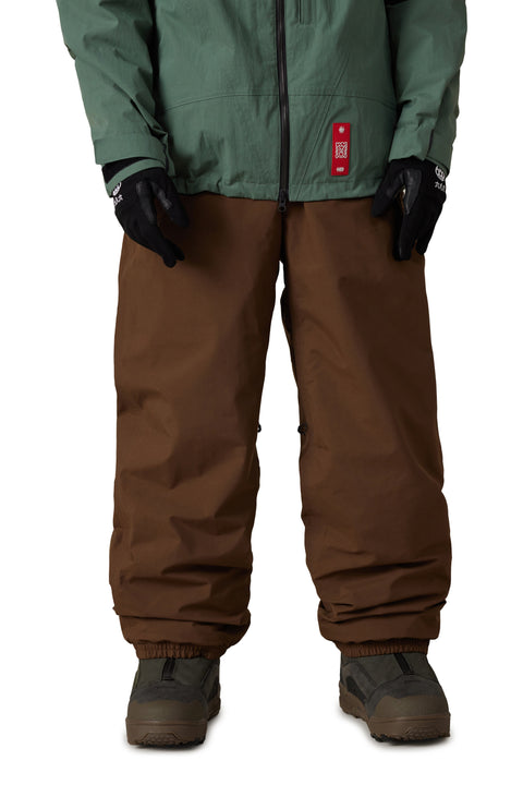 686 Men's Dojo Gore-Tex Shell Pant in brown, wide-leg fit with elastic cuffs