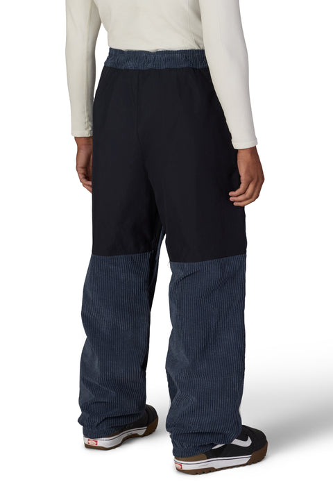 686 Men's Ghost 2.5L ski pant in navy corduroy and black two-tone colorblock