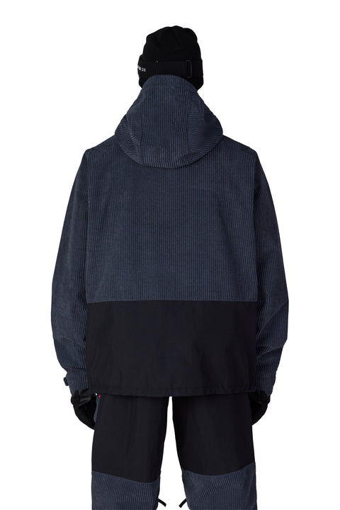 686 Men's Ghost 2.5L Anorak in navy corduroy and black, rear view