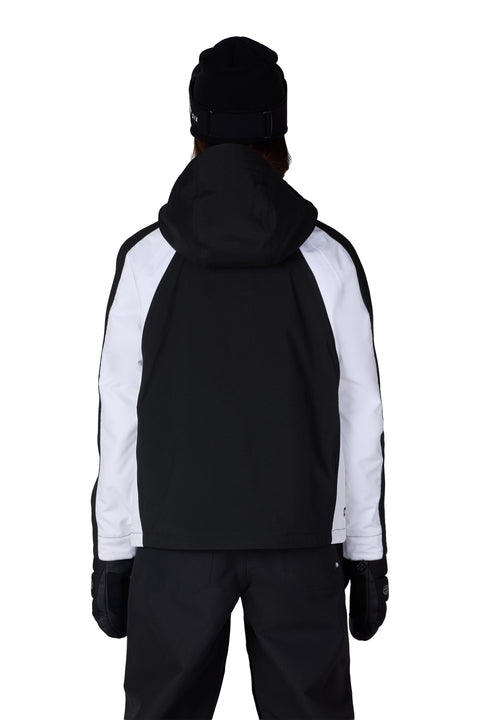 686 Women's Hologram Shell Jacket in black with white side panels, back view