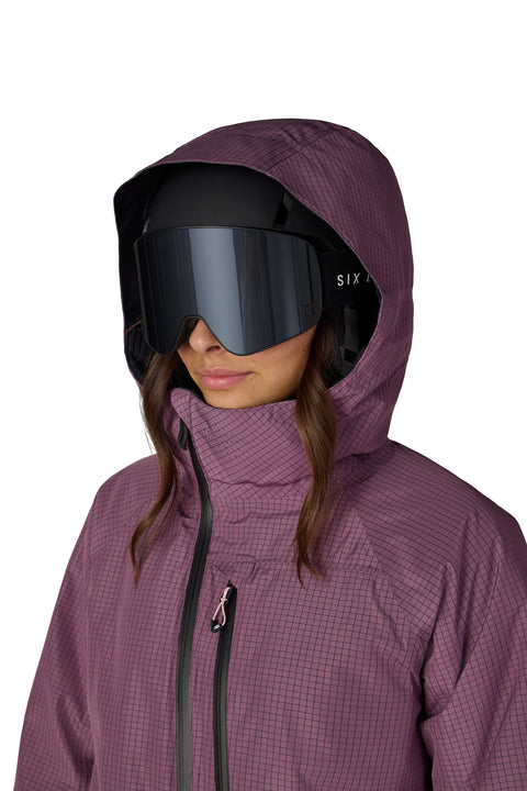 686 Women's Hydra Thermagraph Jacket in purple ripstop with helmet-compatible hood