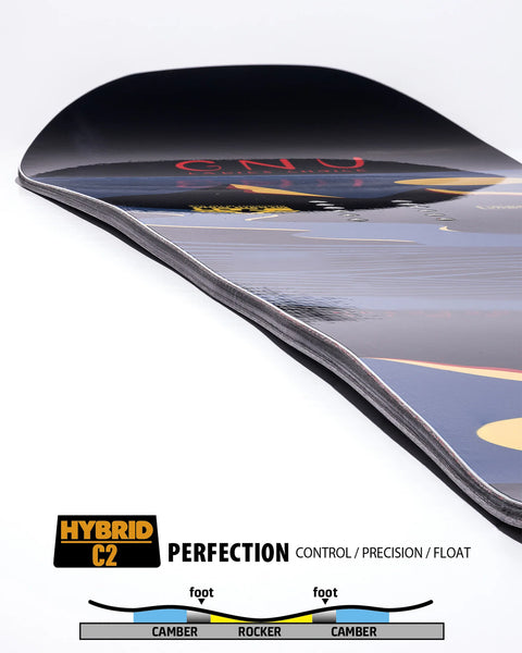 GNU Women's Ladies Choice Snowboard 2027 with Hybrid C2 camber-rocker-camber profile