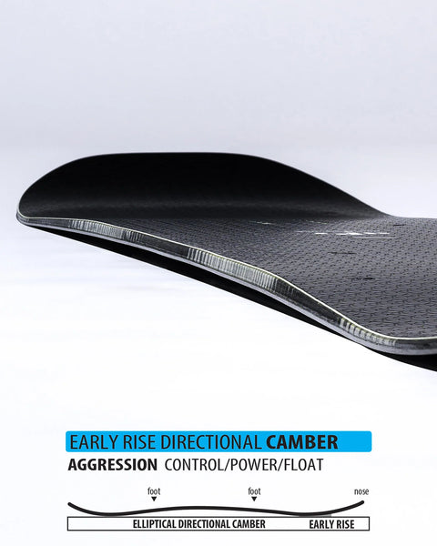 Lib Tech DPR Snowboard black base showing early rise directional camber profile