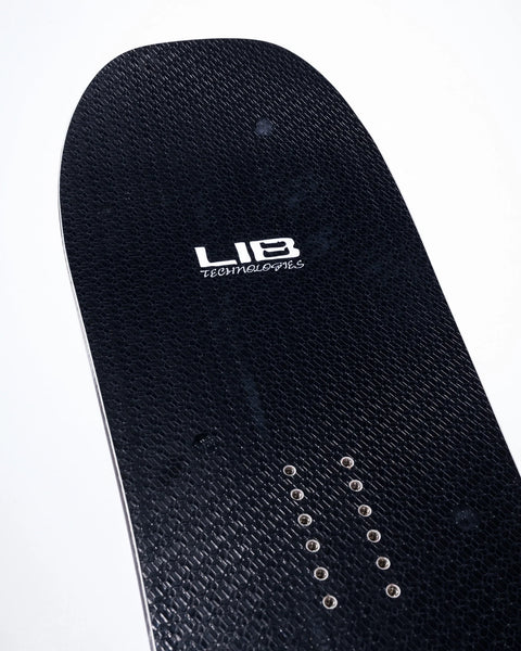 Lib Tech DPR Snowboard 2027 black base with hexagonal texture and binding inserts
