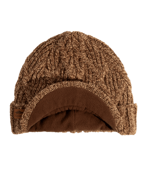 Coal Yukon brown marled cable knit beanie with fleece-lined rolled brim