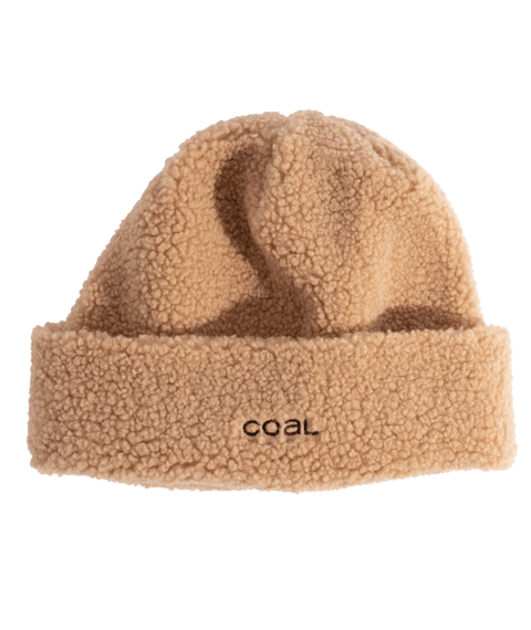 Coal CloudFleece Cuffed Beanie in camel tan sherpa fleece with folded cuff