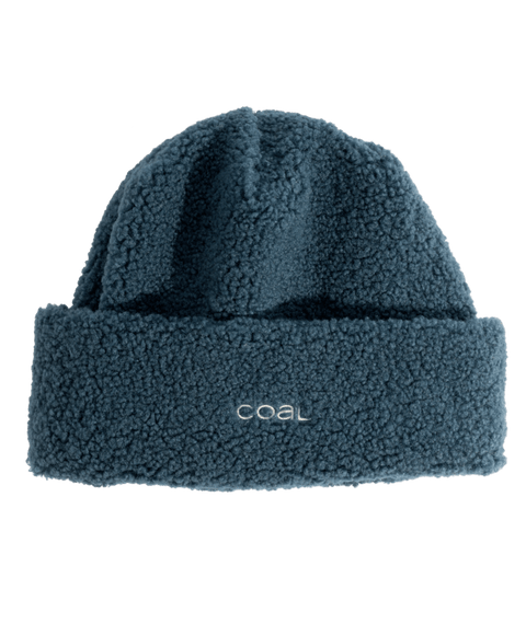 Coal CloudFleece Cuffed Beanie in teal blue sherpa fleece with embroidered logo