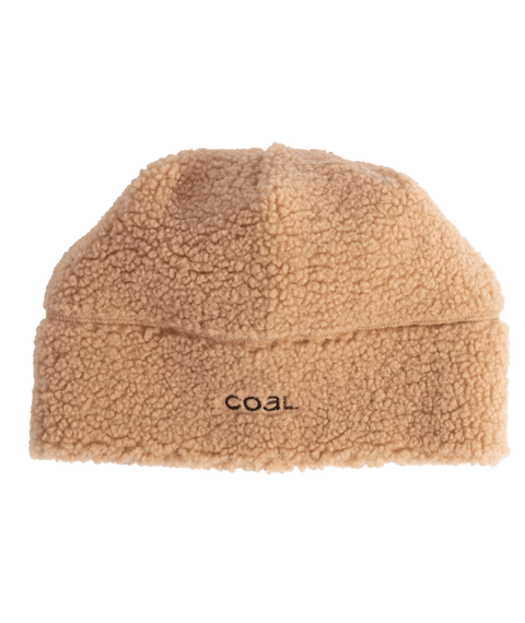 Coal CloudFleece Skull Beanie in camel tan sherpa fleece with cuffed brim