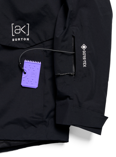 Burton [ak] black GORE-TEX insulated jacket with purple hang tag and sleeve zip vent