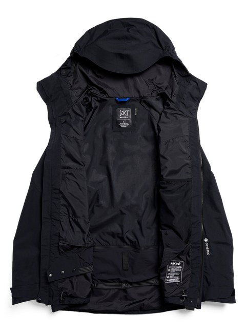 Burton ak Cyclic GORE-TEX 2L black jacket open showing mesh interior lining
