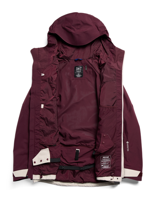 Burton ak Cyclic GORE-TEX 2L men's jacket in deep burgundy, open interior view