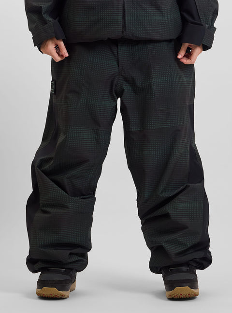 Analog men's black and green grid-print Gore-Tex snowboard pants with wide fit