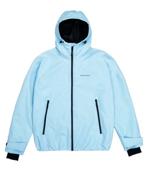 Beyond Medals Park Jacket 2L in light blue with black zipper and hood