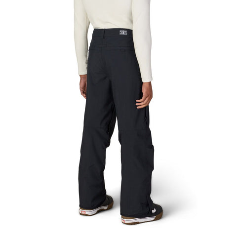 Back view of men's snow pants with cargo pocket detail and boot-compatible hem