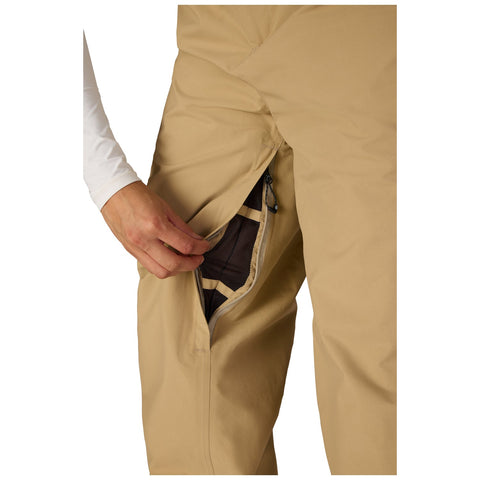 Close-up detail of women's Gore-Tex pant pocket with mesh lining and zipper closure