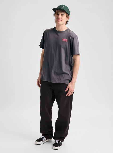 Burton Throwback 1992 charcoal gray short sleeve t-shirt with small chest logo