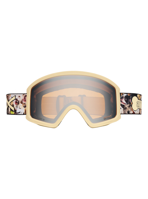 Anon Tracker 2.0 youth ski goggles, cream frame, amber lens, dog print strap