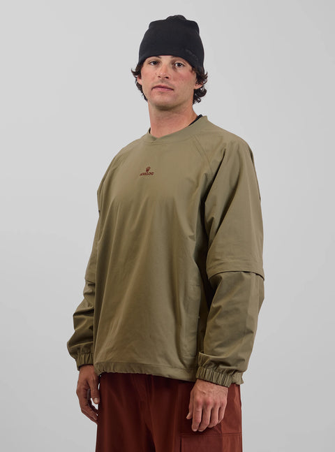 Analog Siltline men's olive green crewneck pullover with elastic cuffs and hem