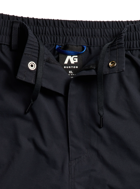 Analog AG Burton black men's pants waistband detail with drawstring, size XL