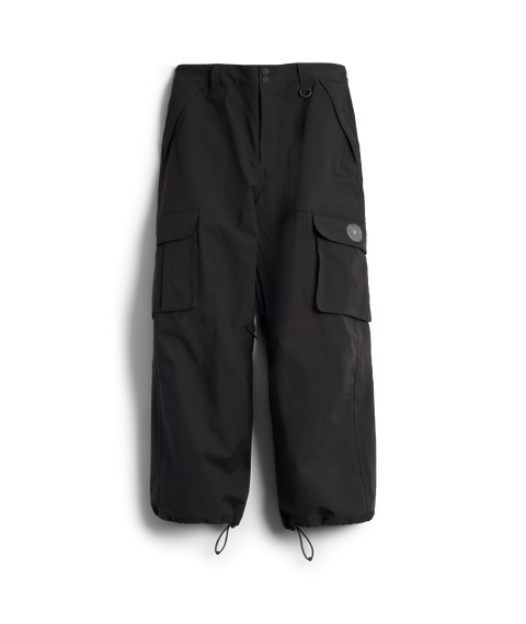 Autumn Reserve 3L black cargo pants with side pockets and ankle drawstrings