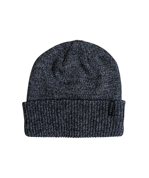 Autumn Balance Beanie in dark heather gray with cable knit pattern and ribbed cuff