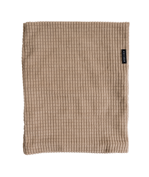 Autumn tan waffle-knit fleece neck gaiter with black Autumn label