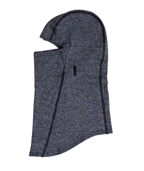 Autumn heathered gray lightweight balaclava with black seams and open face design