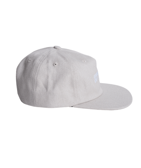 Autumn light gray canvas six panel snapback hat, side view