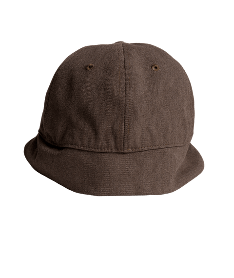 Autumn brown washed canvas bucket hat with eyelets and downturned brim