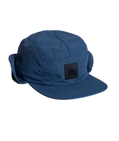 Autumn DWR Flap Cap with ear flaps, structured brim, and embroidered logo patch
