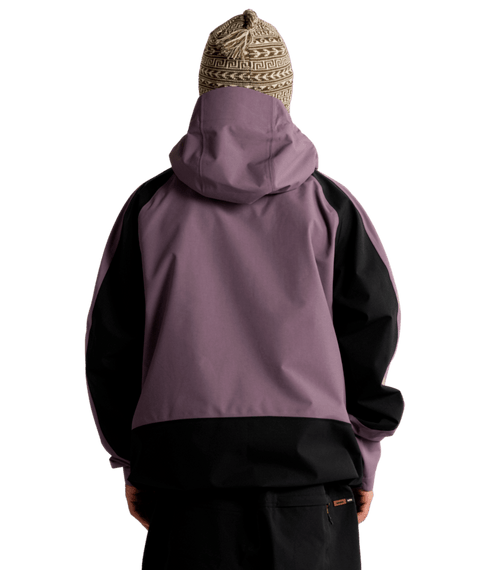 Autumn Crest 3L Jacket back view in purple and black with hood