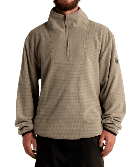 Autumn Vortex LTE men's tan grid-fleece quarter-zip pullover jacket with black cuffs