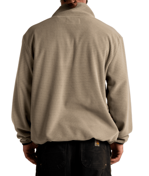 Autumn Men's Vortex LTE Jacket in tan grid fleece, back view