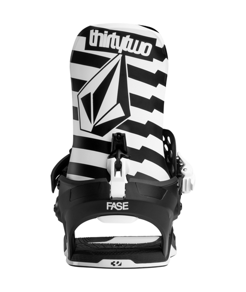 ThirtyTwo FASE x Volcom snowboard bindings in black and white zebra stripe
