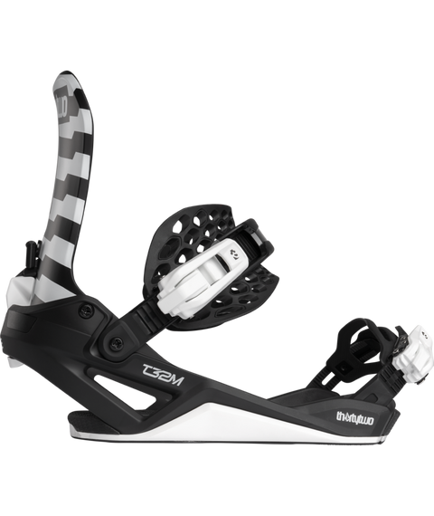 ThirtyTwo T32M FASE x Volcom snowboard bindings in black and white checkerboard
