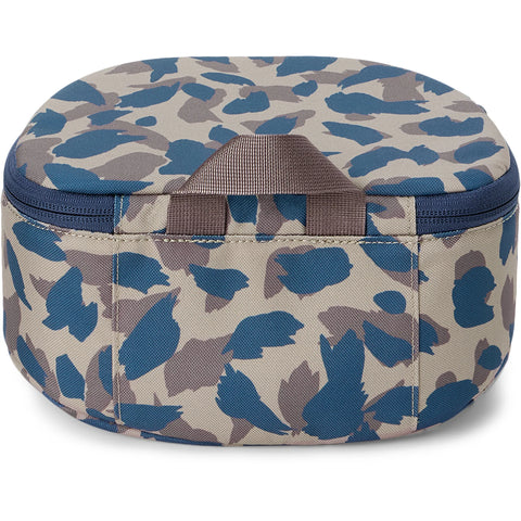 Dakine goggle case in blue and tan leopard print with carry handle