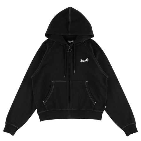 Welcome Vamp Pigment-Dyed Crop Zip Hoodie w/Studs