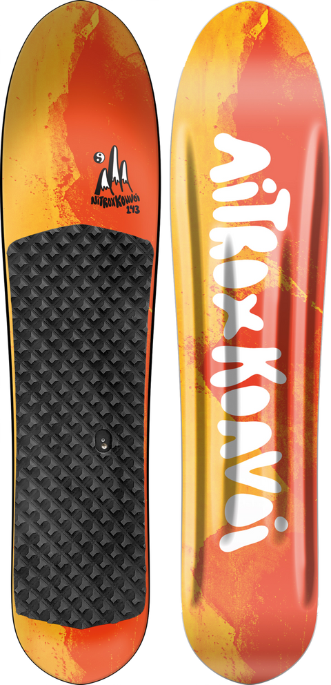Nitro x Konvoi 143cm powder surfer board orange yellow both sides shown