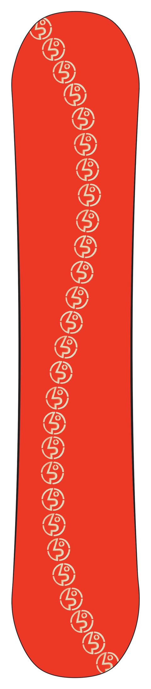 Public Snowboards Statement 2027 red snowboard with repeating circular logo pattern
