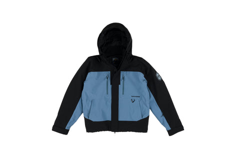 Souvenir S2000 insulated ski jacket in slate blue and black with hood and multiple pockets