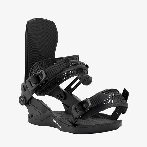 Union Ranger snowboard bindings in all-black with dual straps and highback