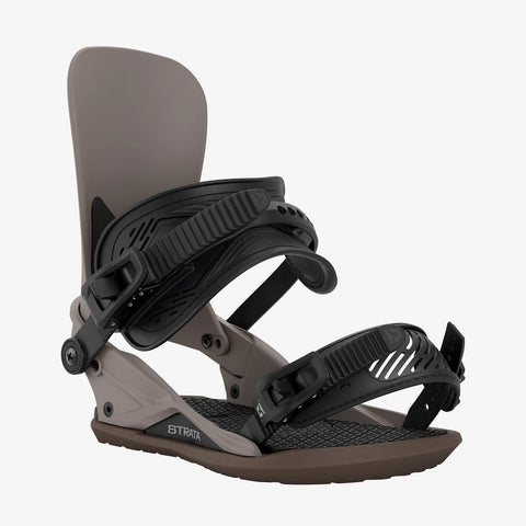 Union Strata snowboard bindings in dark brown and black with dual straps