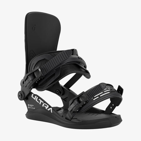 Union Ultra men's snowboard bindings in all-black colorway with dual straps