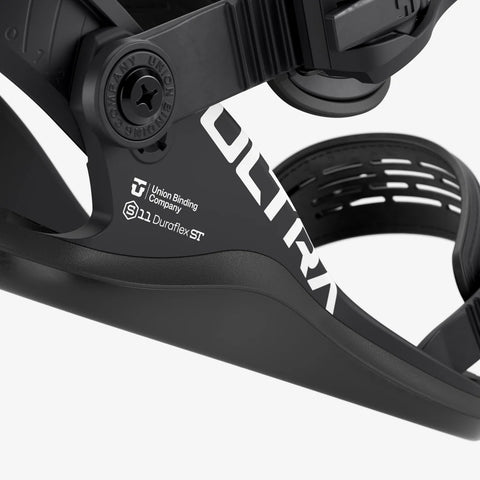 Union Ultra Women's snowboard bindings in black with white logo detailing
