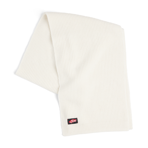 Vans Off the Wall cream white ribbed knit scarf with logo label