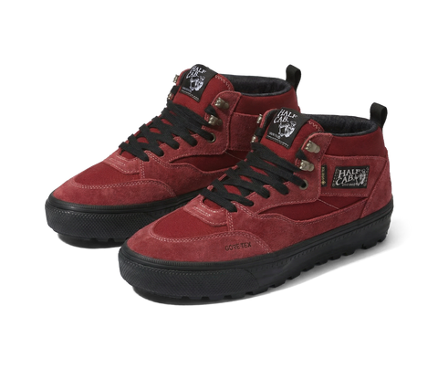 Vans Half Cab GORE-TEX MTE mid-top sneakers in dark red suede with black lug sole